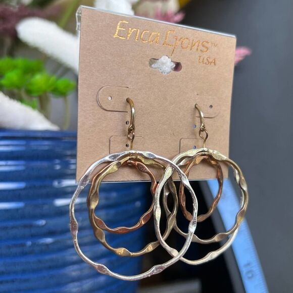 Silver Gold Copper Dangle Circles Erica Lyons - Picture 6 of 9
